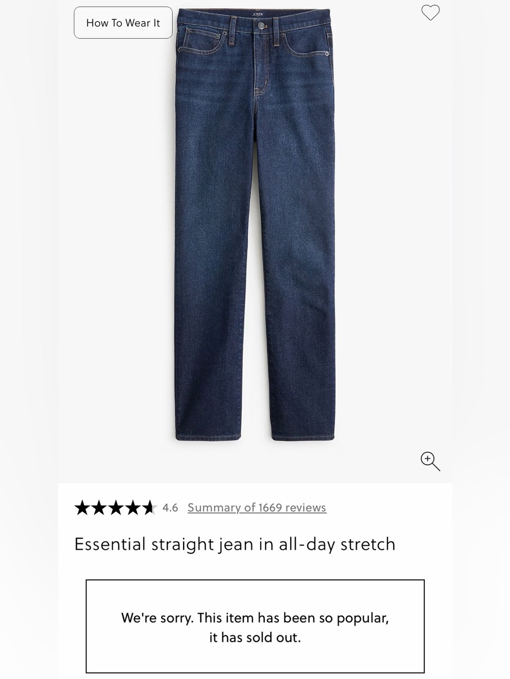 JCREW Factory Essential Straight Jean Size 26
